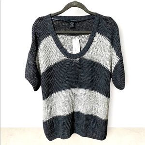Calvin Klein Jeans Loose knit top Gray striped shirt size Medium